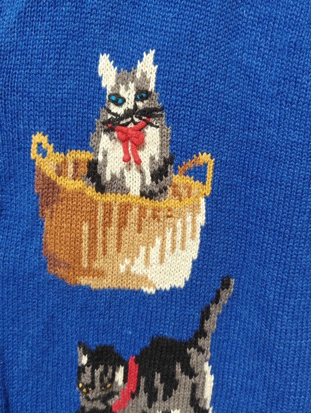 Rare Cat Knit Sweater Large Grandma 3D Cats The Quacker Factory Heavy - Picture 5 of 9